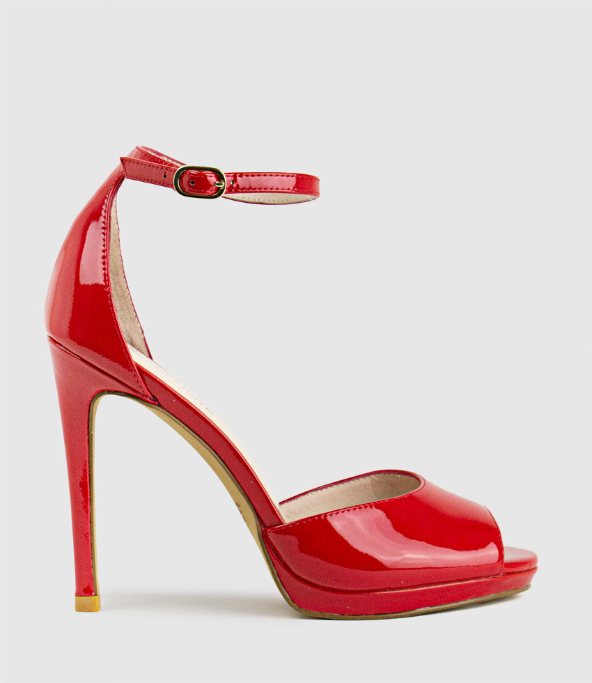 WREN110 Peep toe Platform Sandal in Red Patent - Edward Meller