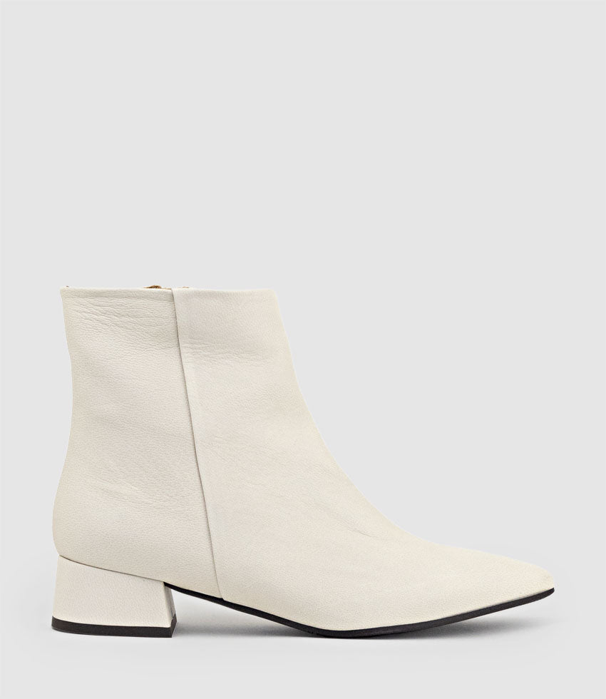 ZANA35 Pointed Ankle Boot in Cream - Edward Meller