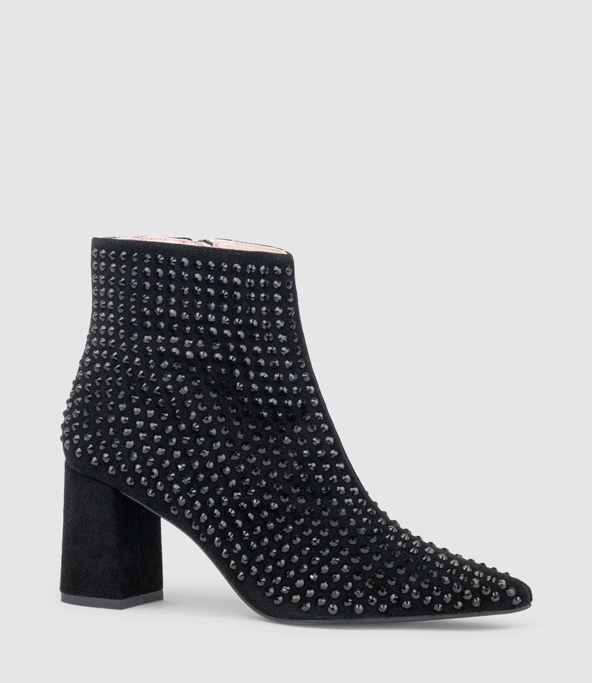 ZEPHYR75 Ankle Boot with Crystals in Black Suede - Edward Meller