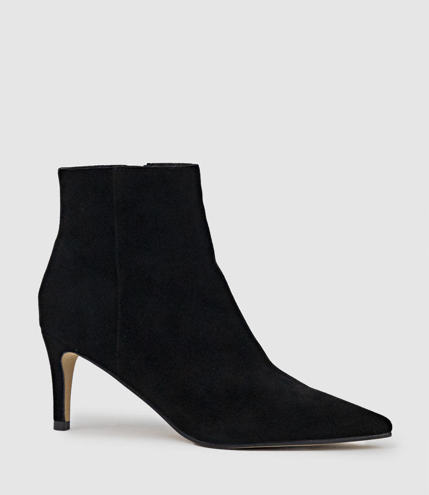 ZIKA75 Pointed Ankle Boot in Black Suede - Edward Meller